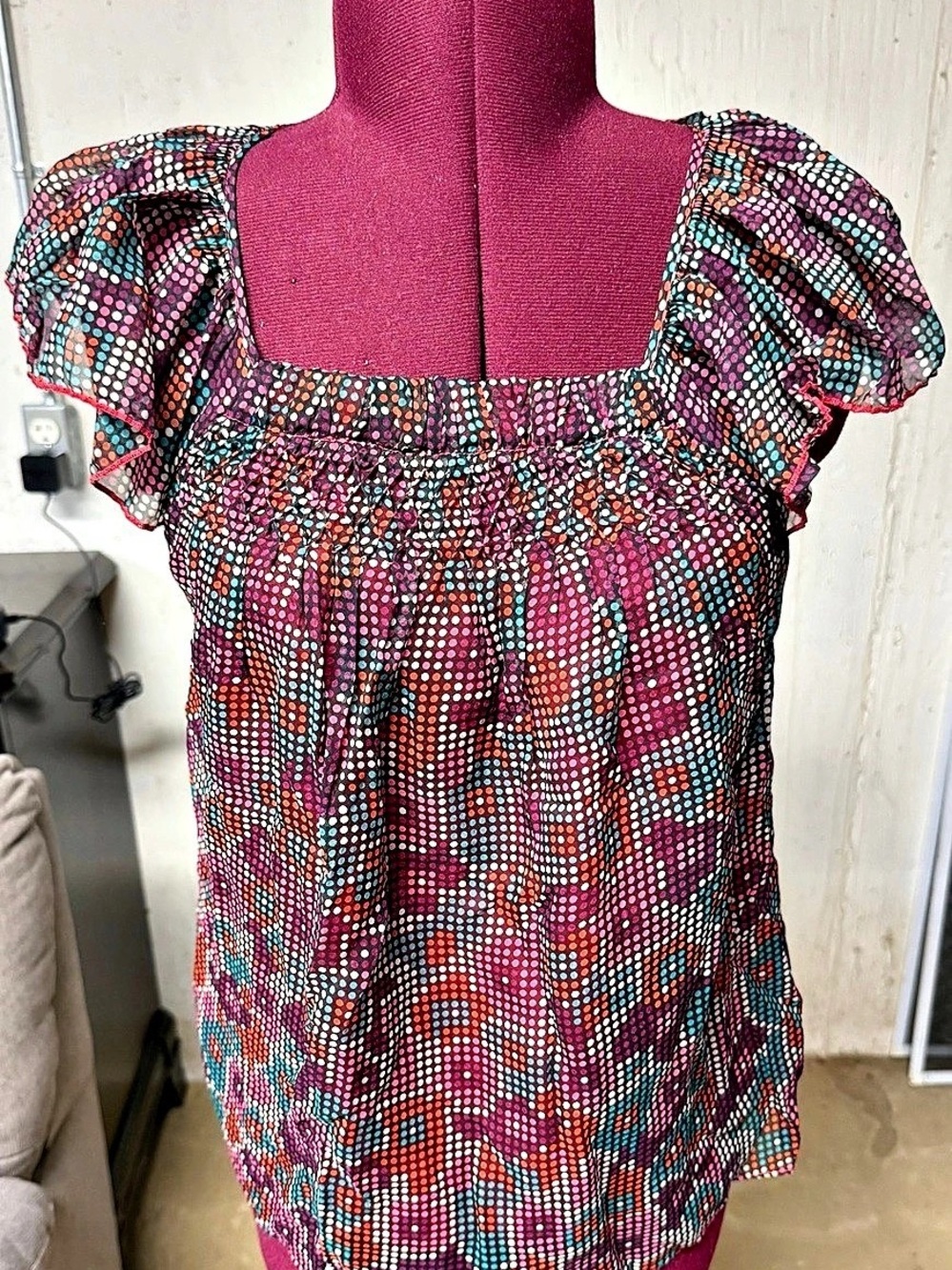 Juicy Couture Women's Geometric Blouse in Red Size 2 Like New